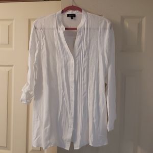 detailed white button down blouse size 1X